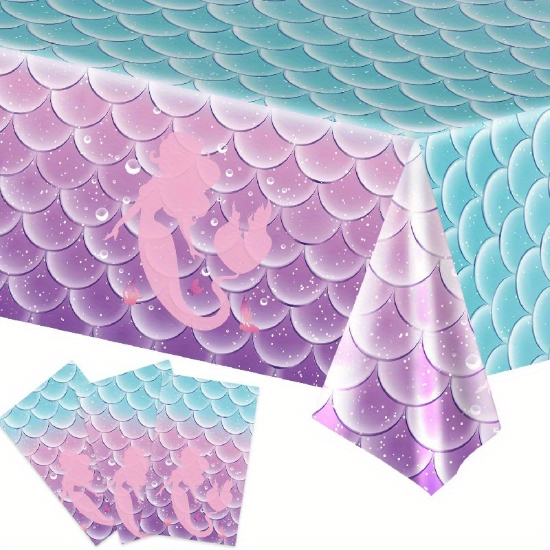 

Mermaid Fish Scale Theme Disposable Waterproof Tablecloth Can Be Used As Background Cloth Holiday Party Decoration Supplies Christmas Halloween Supplies Easter Gift Eid Al-adha Mubarak