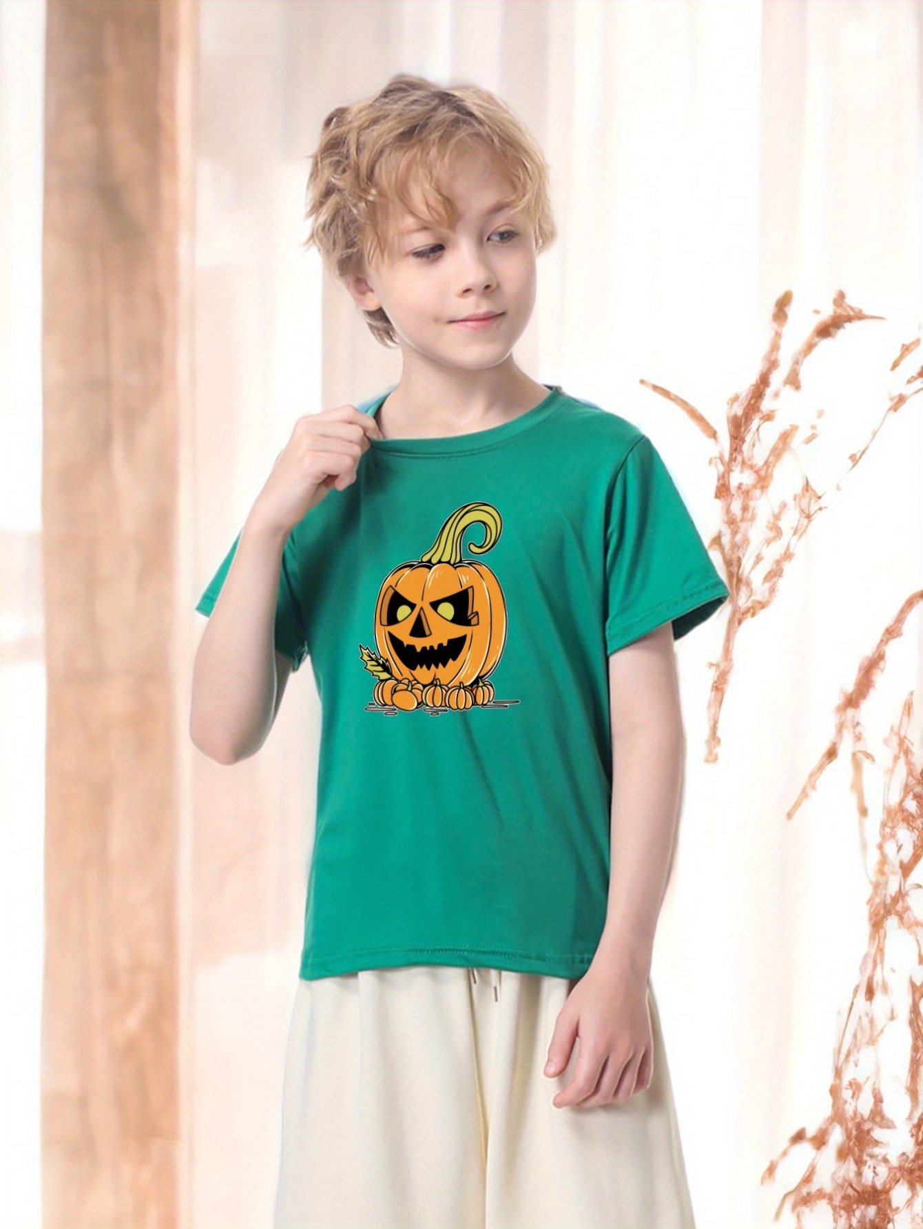 Cute Pumpkins Pattern Kids T Shirt Halloween Style Short Sleeve Top Boys Tee  For Summer - Kids' Fashion - Temu