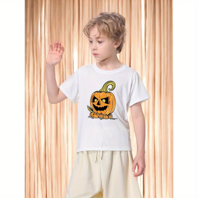 Cute Pumpkins Pattern Kids T Shirt Halloween Style Short Sleeve Top Boys Tee  For Summer - Kids' Fashion - Temu