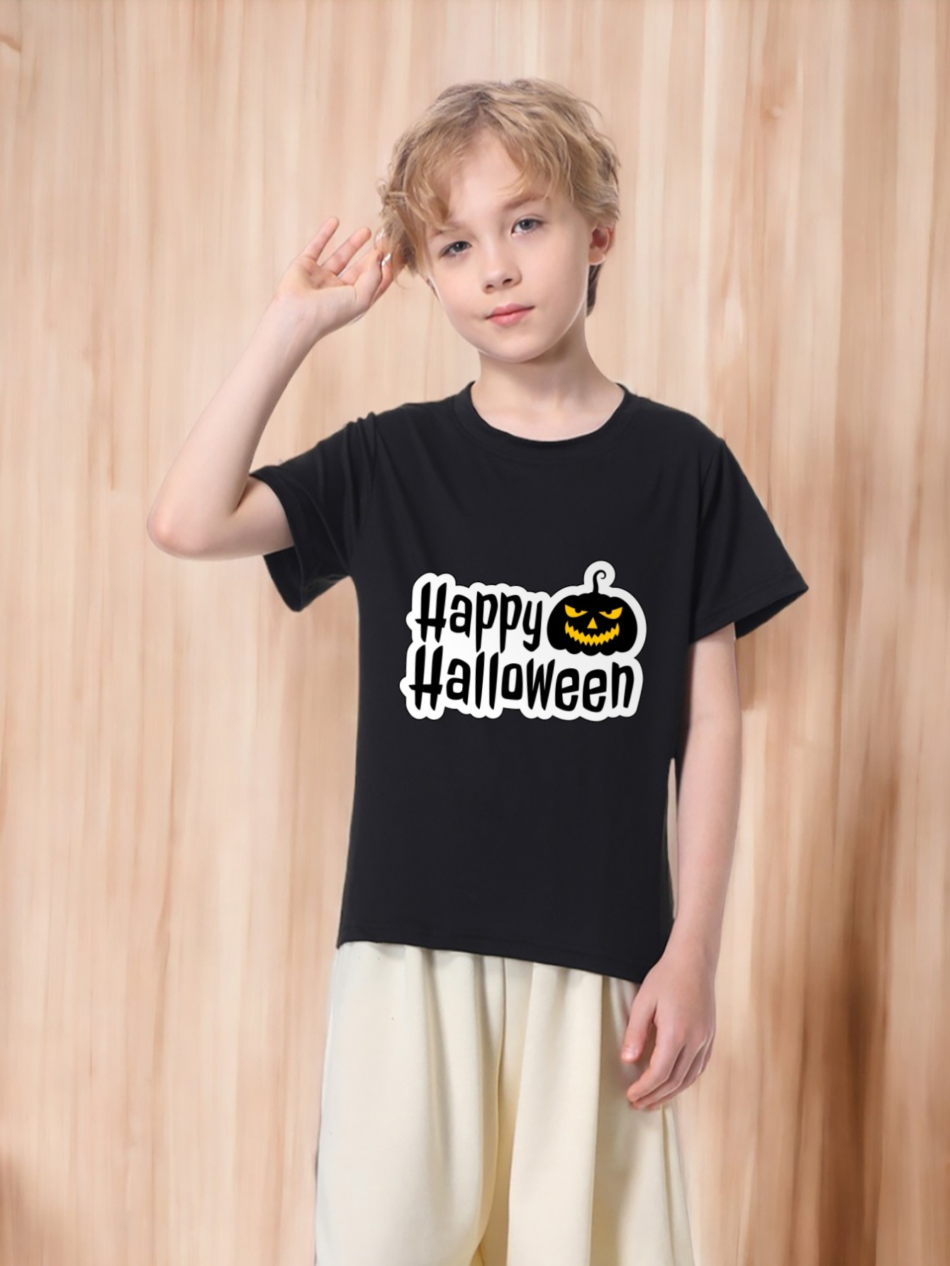 Happy Halloween Print T Shirt Tees For Kids Boys Casual Short