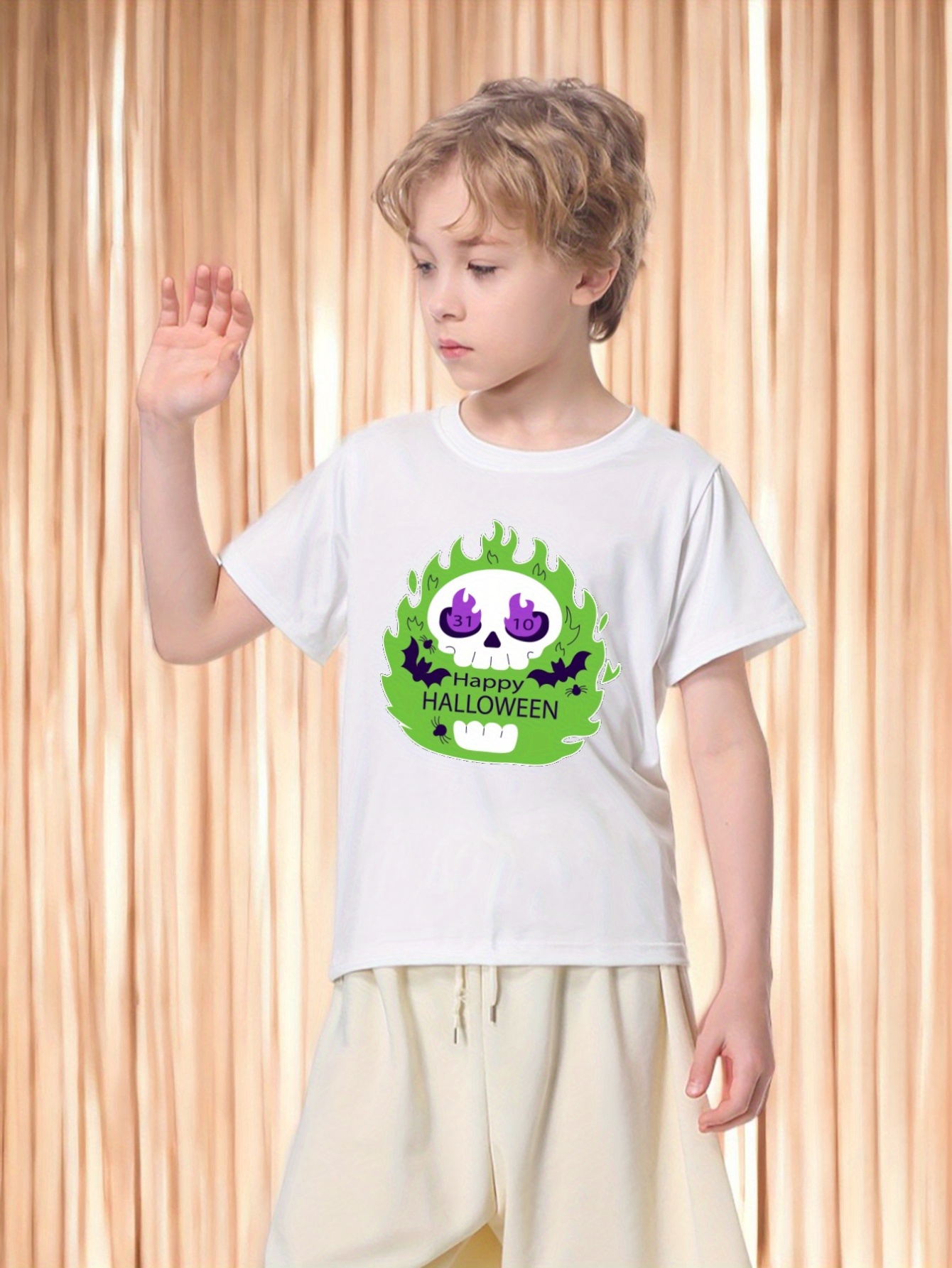 Happy Halloween Print T Shirt Tees For Kids Boys Casual Short