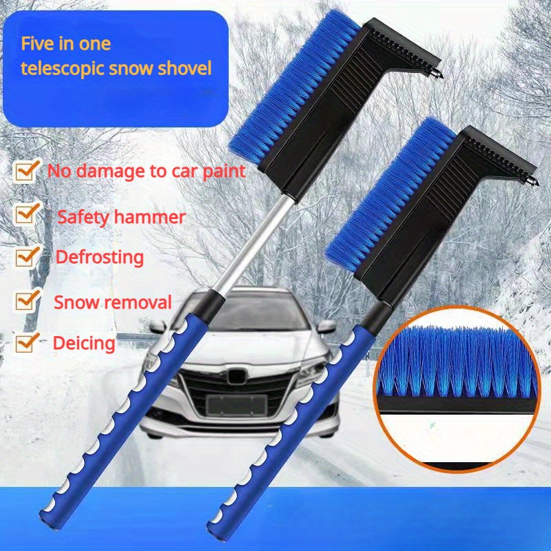 1pc 5-in-1 Car Multifunctional Defroster With Telescopic Snow Shovel Snow  Shovel With Safety Hammer, Snow Shovel, Winter And Winter Detachable Tool