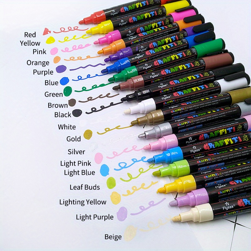 12 Colors Glitter Paint Pens Water based Acrylic Ink Markers - Temu