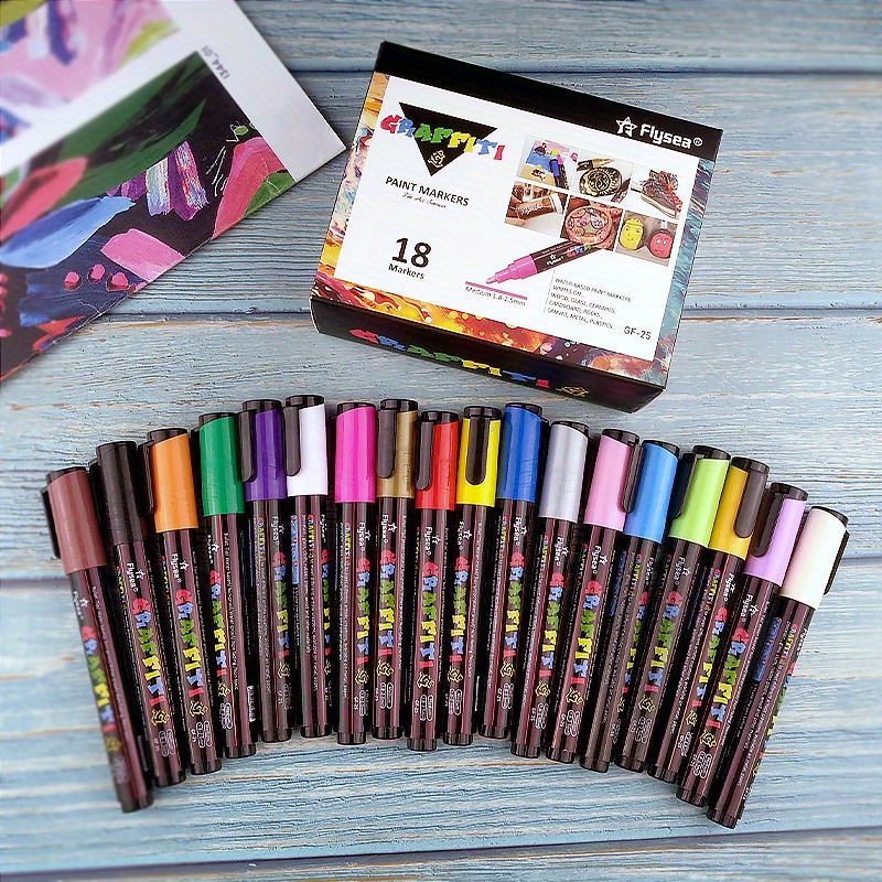 7 Colors Acrylic Paint Markers Pen Felt Tip Graffiti Markers - Temu