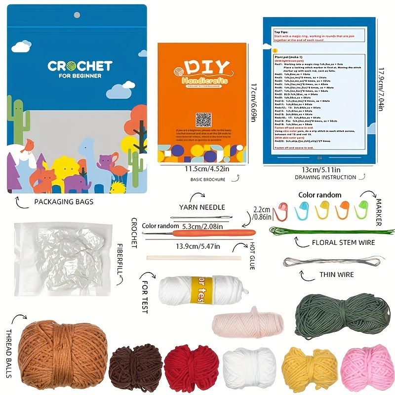Cheap Crochet Kit for Beginners,Potted Crochet Knitting Kit