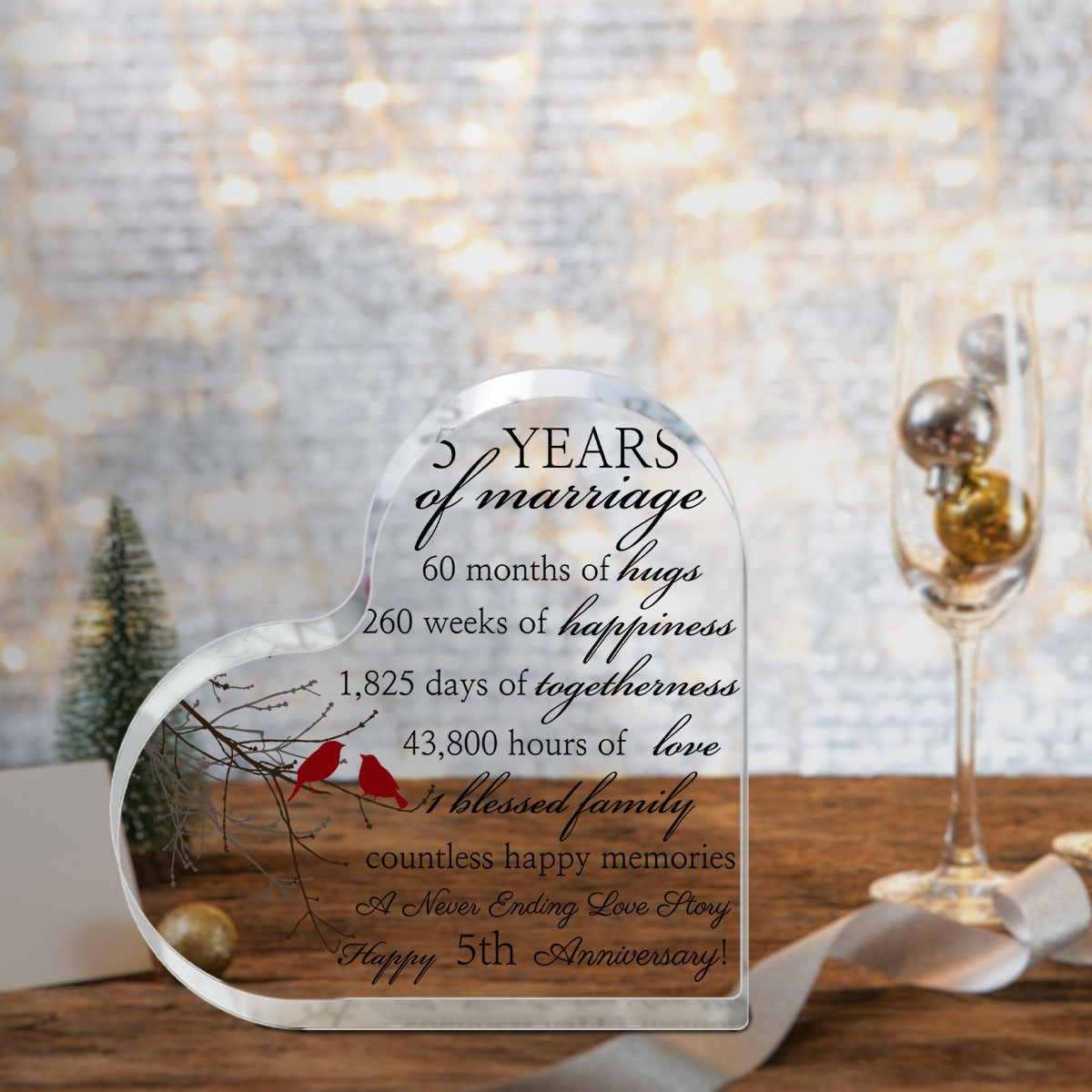 Marriage Anniversary Wedding Gifts for Women, Happy 60th Anniversary  Wedding Gifts for Husband Wife Friends, 60 Years of Marriage Gift Keepsake  Heart
