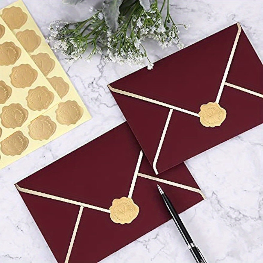 50 Pcs Gold Wax Seal Stickers, Gold Adhesive Envelope Sealing Stickers  Decoration for Christmas Gift, Wedding Invitaion, Birthday Party (Heart  Style)