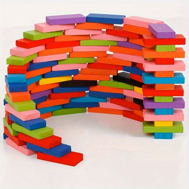 120Pcs/Set Colorful Dominoes Wooden Blocks Children Early Educational Play  Toy Domino Block