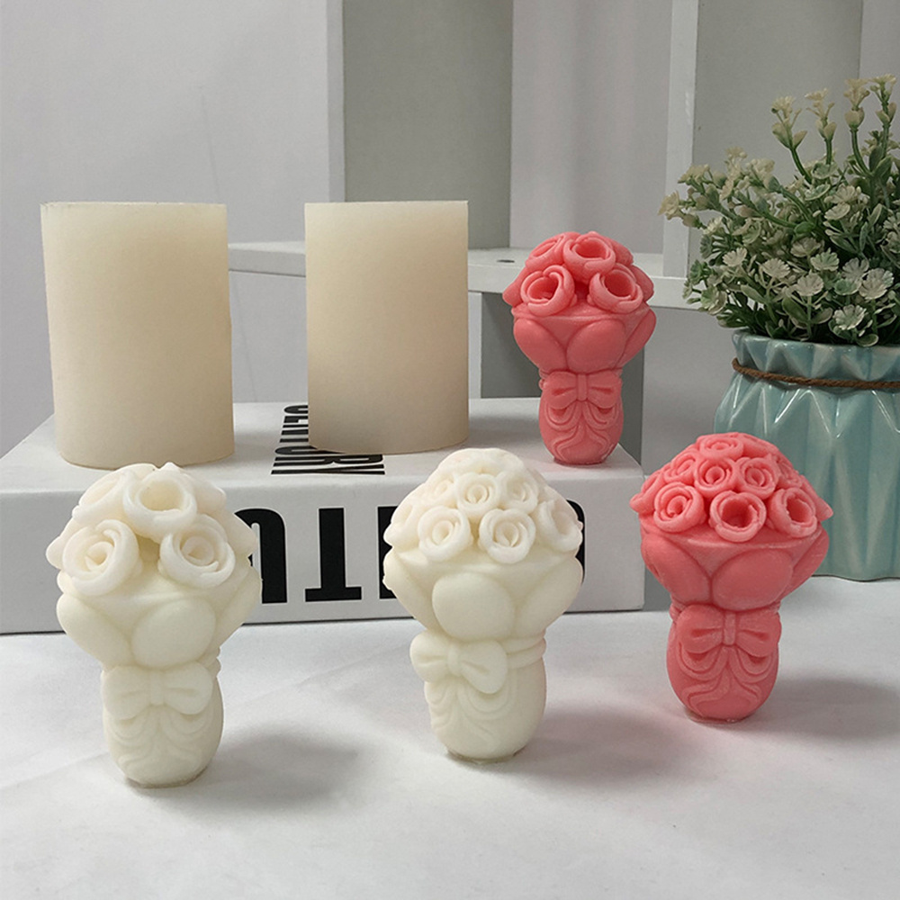 Rose Scented Wax Candle Silicone Mold Handmade Soap Aromatherapy