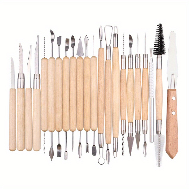 11 PC Clay Tools Pottery Sculpting Tool Supplies Wooden Handle Carving Tool Set