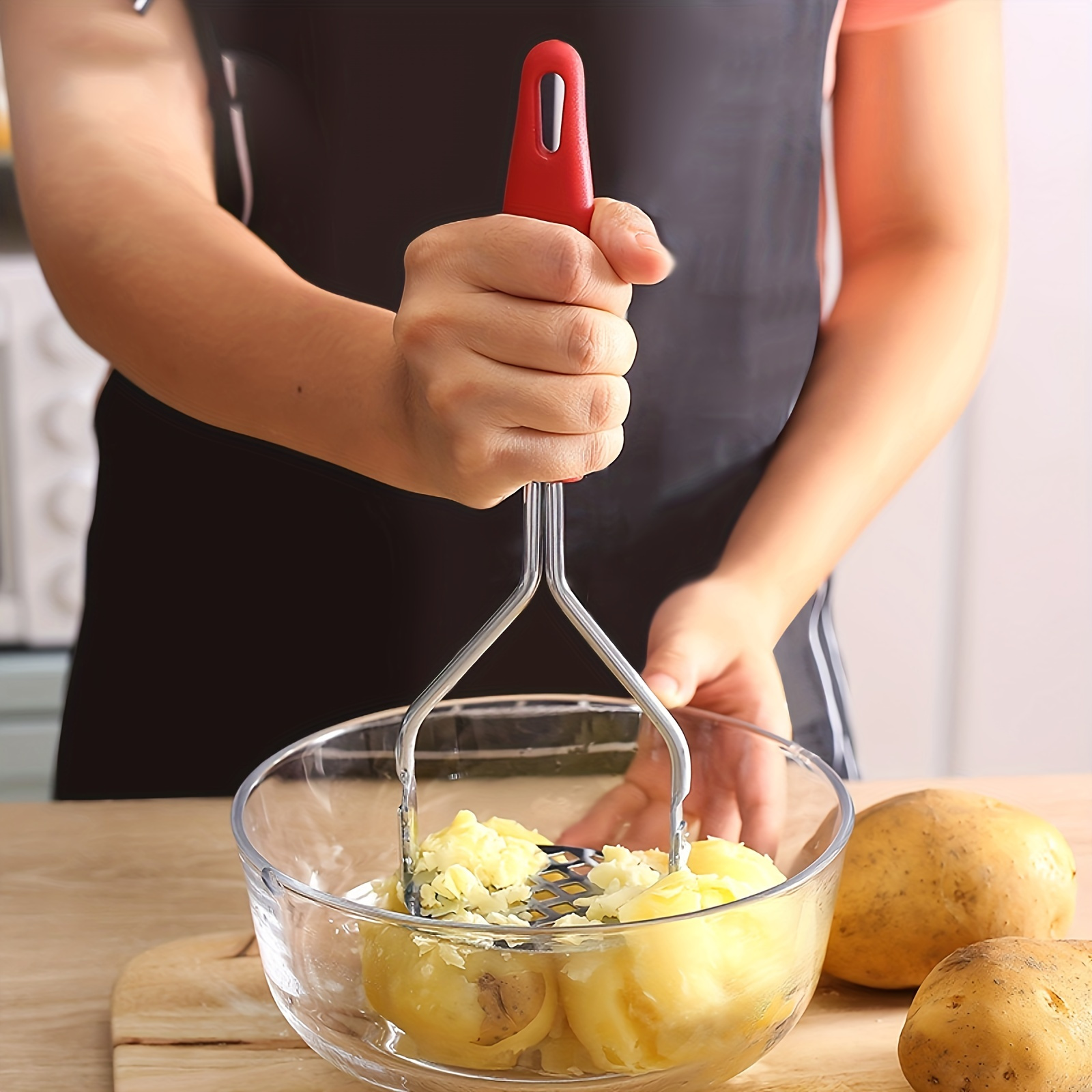 Stainless Steel Pusher Potato Masher Fruit Hand Masher Press Crusher Home  Tools Press Kitchen Accessories Hand Held