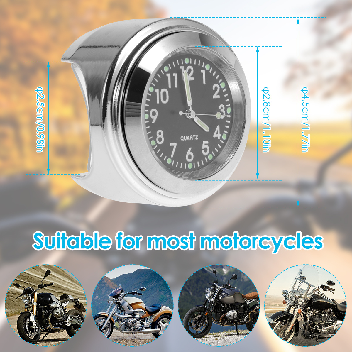 Universal Waterproof 7/8 Motorcycle Bike Handlebar Mount Clock Watch - buy Universal  Waterproof 7/8 Motorcycle Bike Handlebar Mount Clock Watch: prices, reviews
