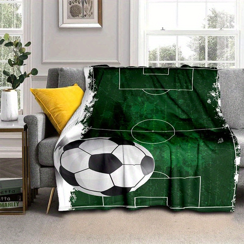 Green Field Football Thin Blanket Lightweight Flannel Throw Temu