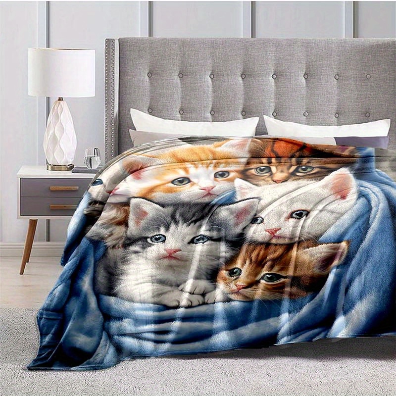 Cat Blanket Gifts for Cat Lovers, 40x55 Soft Warm Flannel Cozy Throw  Blankets for All Seasons, Cute Cat Fuzzy Blankets for Couch Sofa Bedroom  Chair