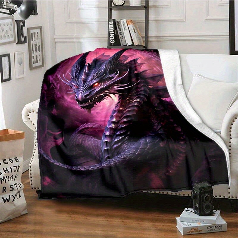 Goth Purple Giant Dragon Thin Blanket Lightweight Flannel - Temu