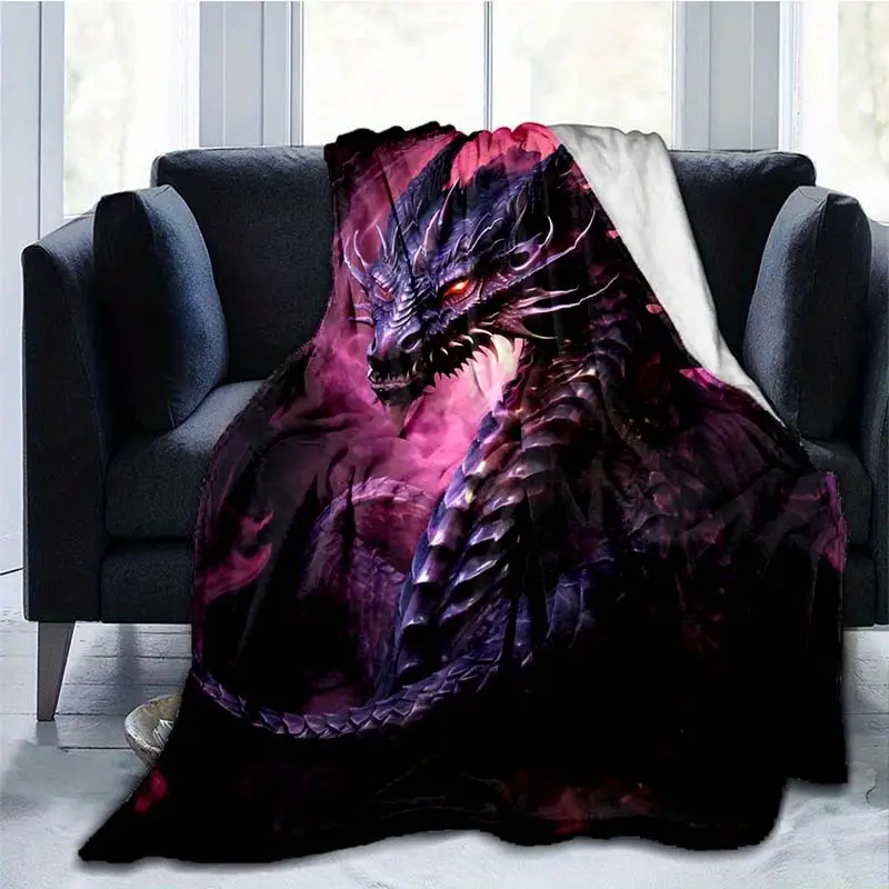 Goth Purple Giant Dragon Thin Blanket Lightweight Flannel - Temu