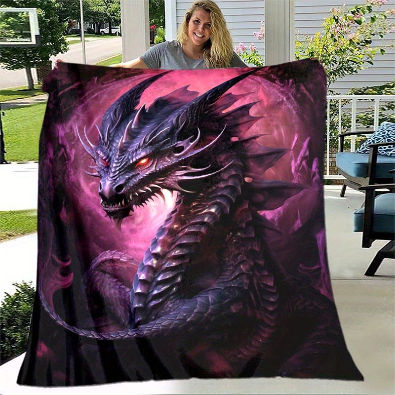 Goth Purple Giant Dragon Thin Blanket Lightweight Flannel - Temu