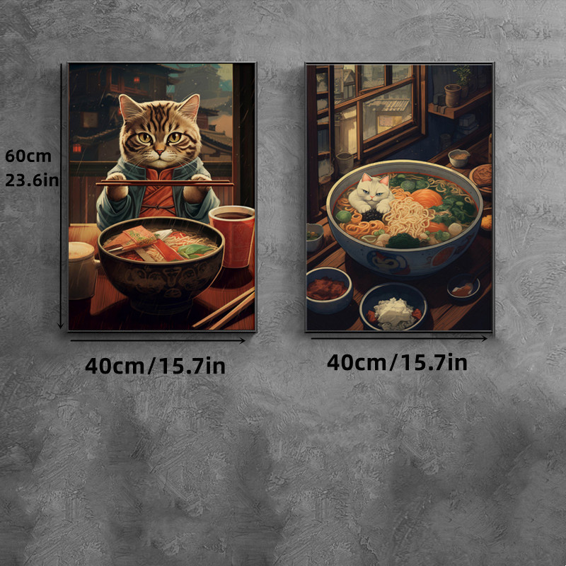 Abstract Canvas Painting Fantasy Japanese Anime Cute Cat - Temu