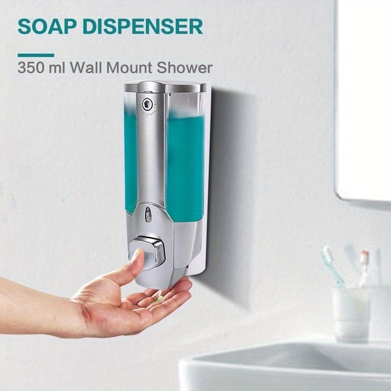 

1pc 350ml/11.83oz Hand Soap Shampoo Dispenser, Wall Mount Shower Liquid Dispensers, Containers For Bathroom Washroom Lotion, Bathroom Accessories