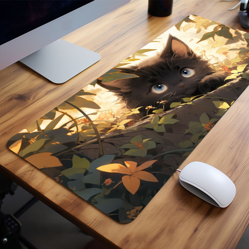 Black Mouse Pad Cat Cute Desk Mat Laptop Gaming Mousepad Gamer Carpet Large  Computer Desks Accessories Mouse Mats - Temu