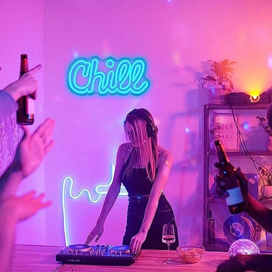 1pc Chill Neon Sign Light LED Neon Sign For Bedroom Wall Decor With Neon Sign Man Cave Neon Sign Bathroom Party Club USB Powered LED Home Decor N