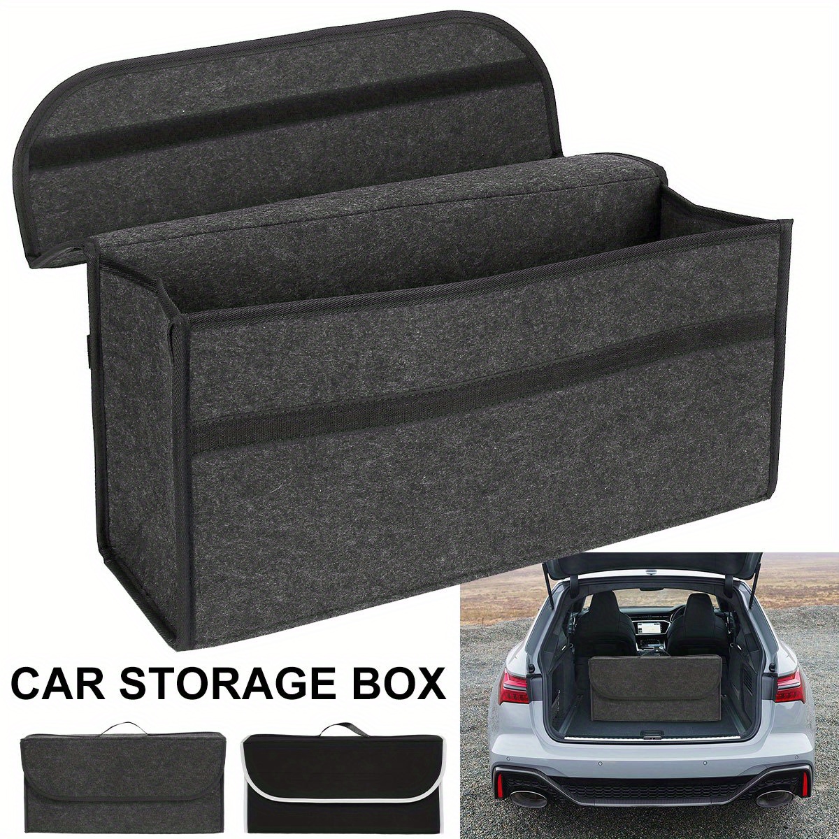 Felt Cloth Car Storage Box, Large Capacity Car Organizer With Handle,  Collapsible Space Saving Car Storage Box For Tools, Car Organizer Box - Temu