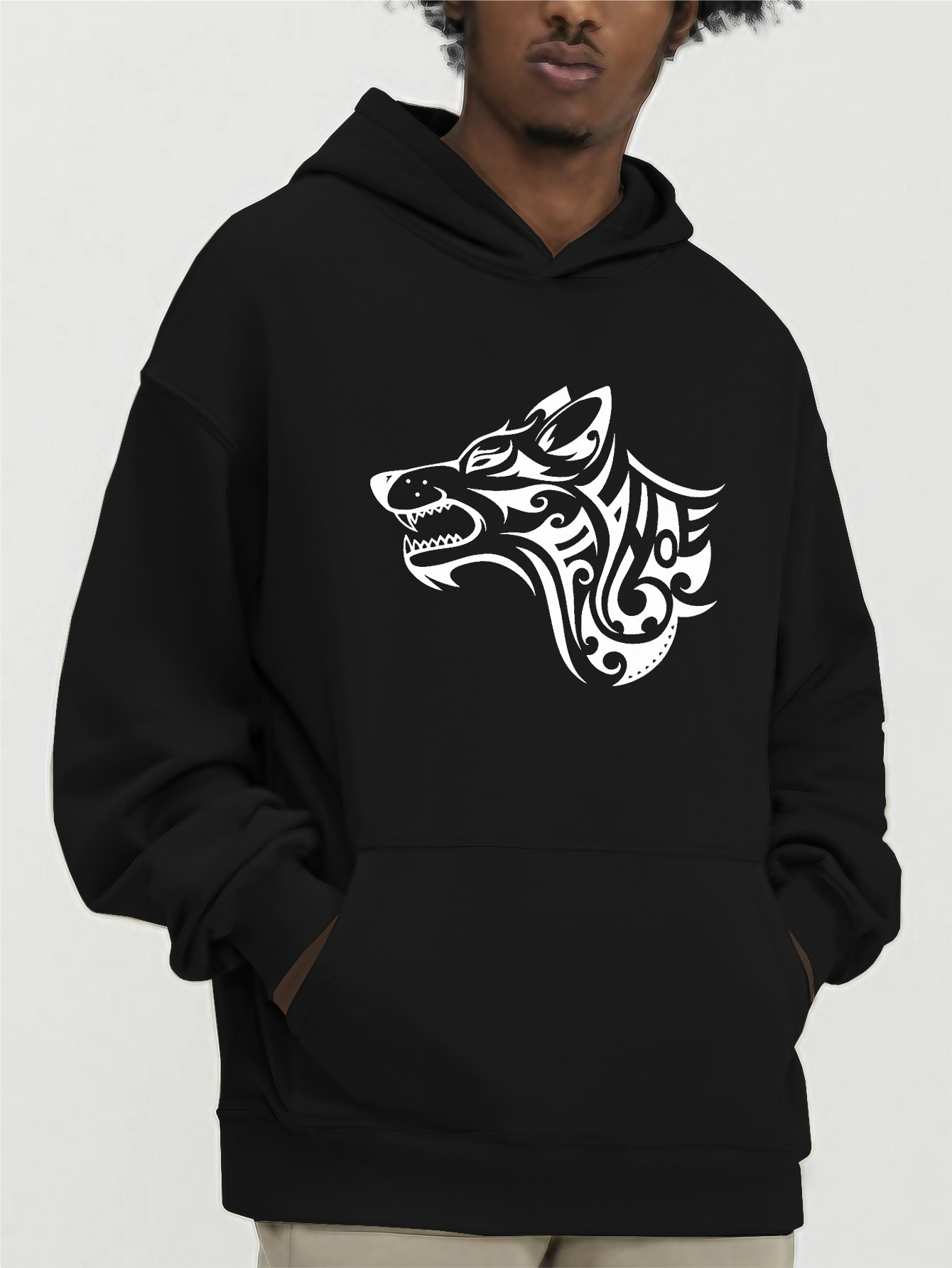 Halloween wolf sale print hoodie