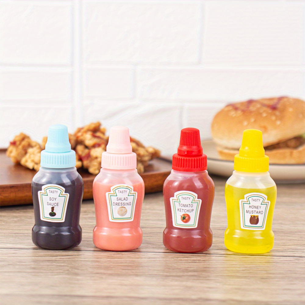 4PCS-Portable Mini Squeeze Bottle Sauce Ketchup Bottle Squeeze Jar  Container Plastic Lunch Box Salad Dressing