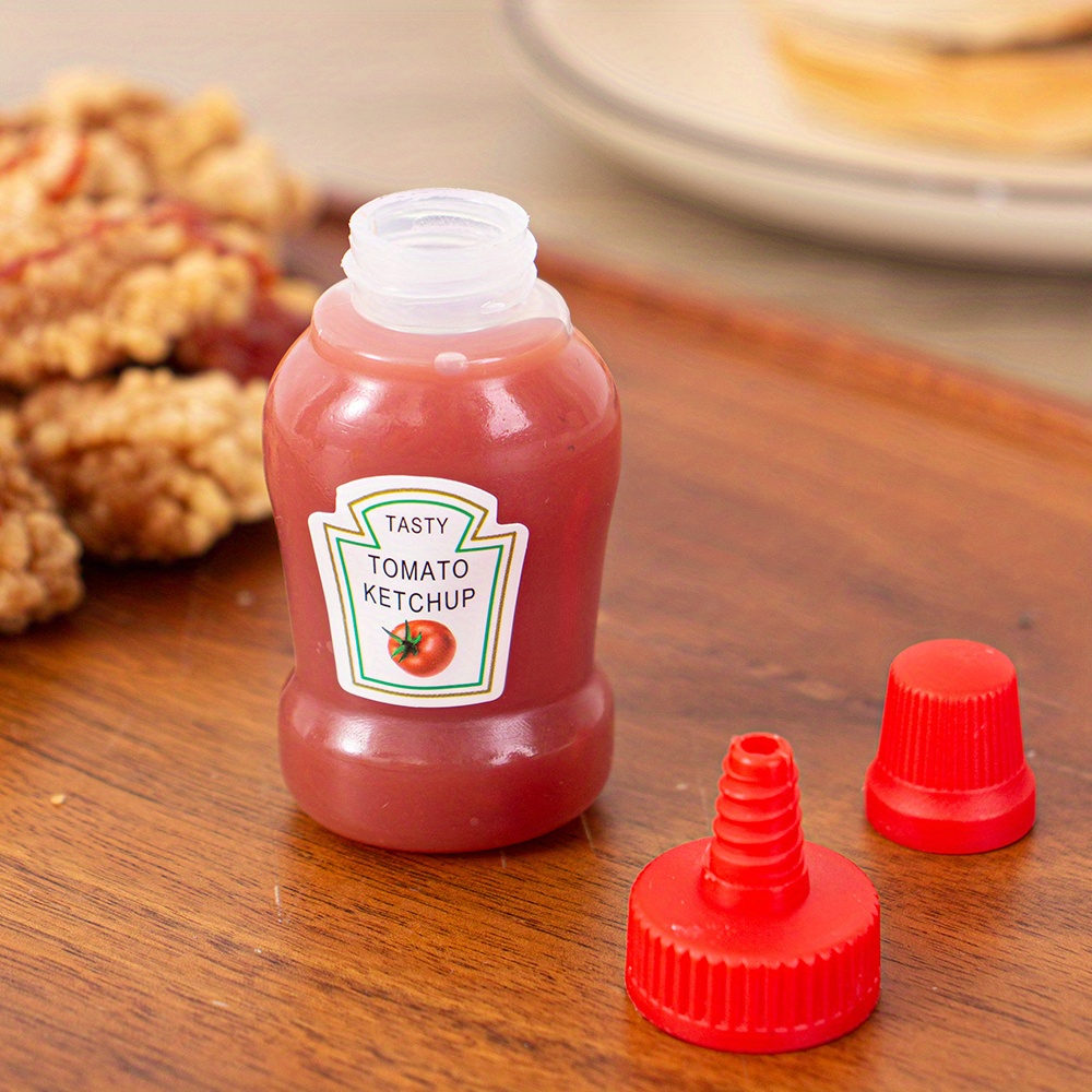 4pcs, Mini Ketchup Bottles, Condiment Squeeze Bottle,Plastic