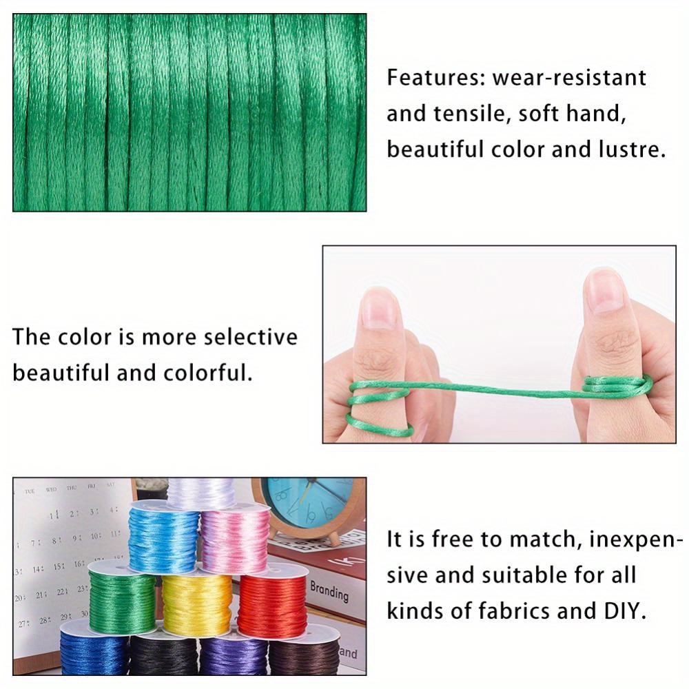 2 Rolls Silk Cord Rattail Silk Cord Chinese Knot Thread for