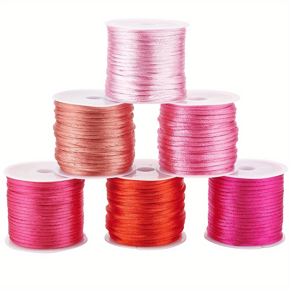 12 Rolls Nylon String for Bracelets, Satin Rattail Silk Cord Silky Beading Strin