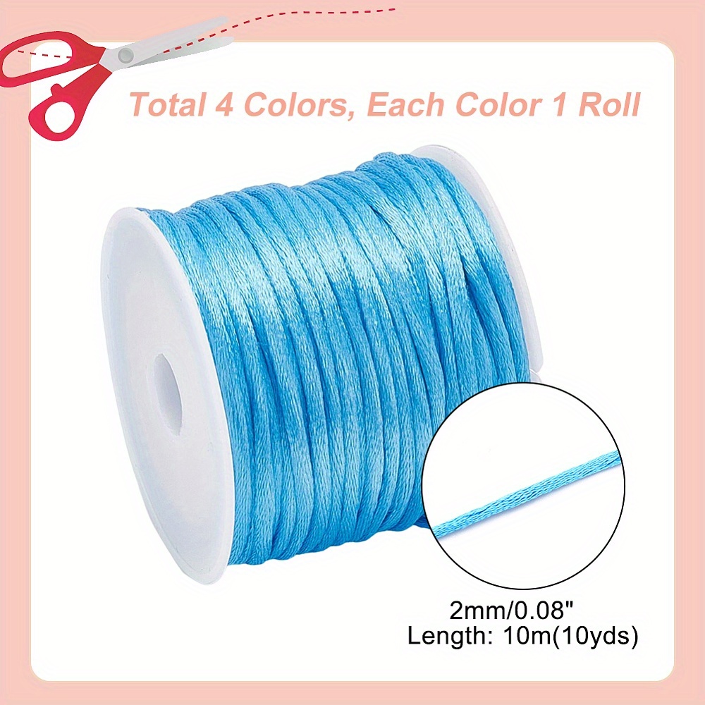1roll 2mm Nylon String 40 Yards Rattail Satin Cords Tail Cord Bracelet  String Thread Chinese Knotting Cord For Braid Hair Jewelry Making Crafting  Chri