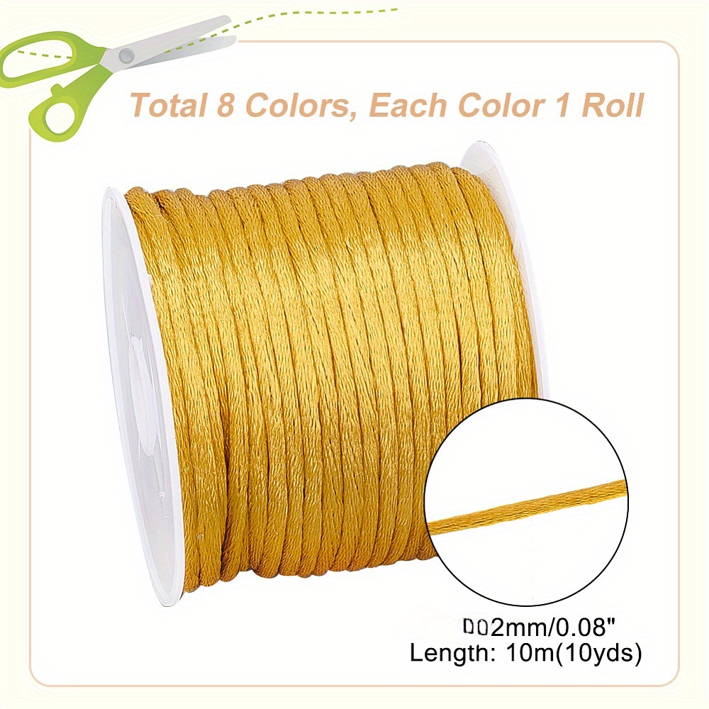 10 Yard Rattail Satin Nylon Cord Colorful Braided Wire Woven - Temu