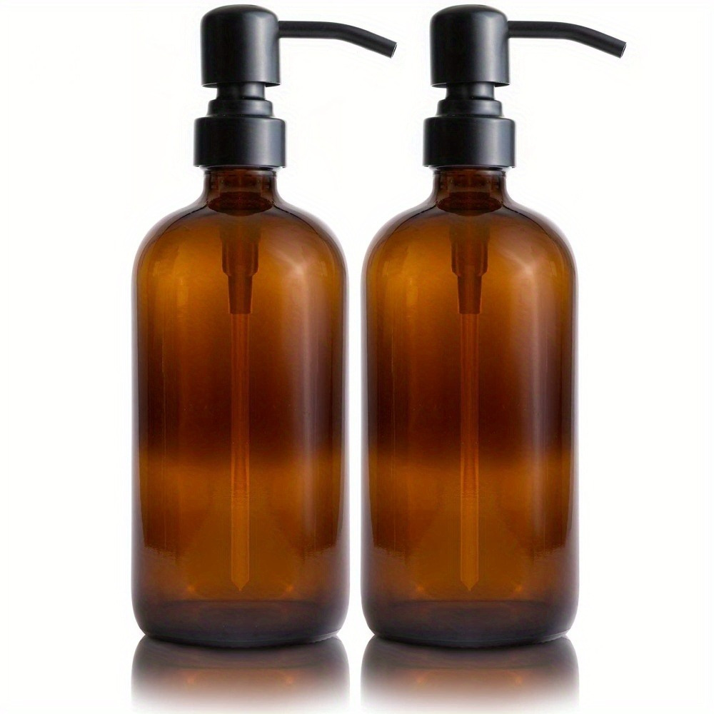 Amber Glass Soap Dispenser Bottles For Bathroom