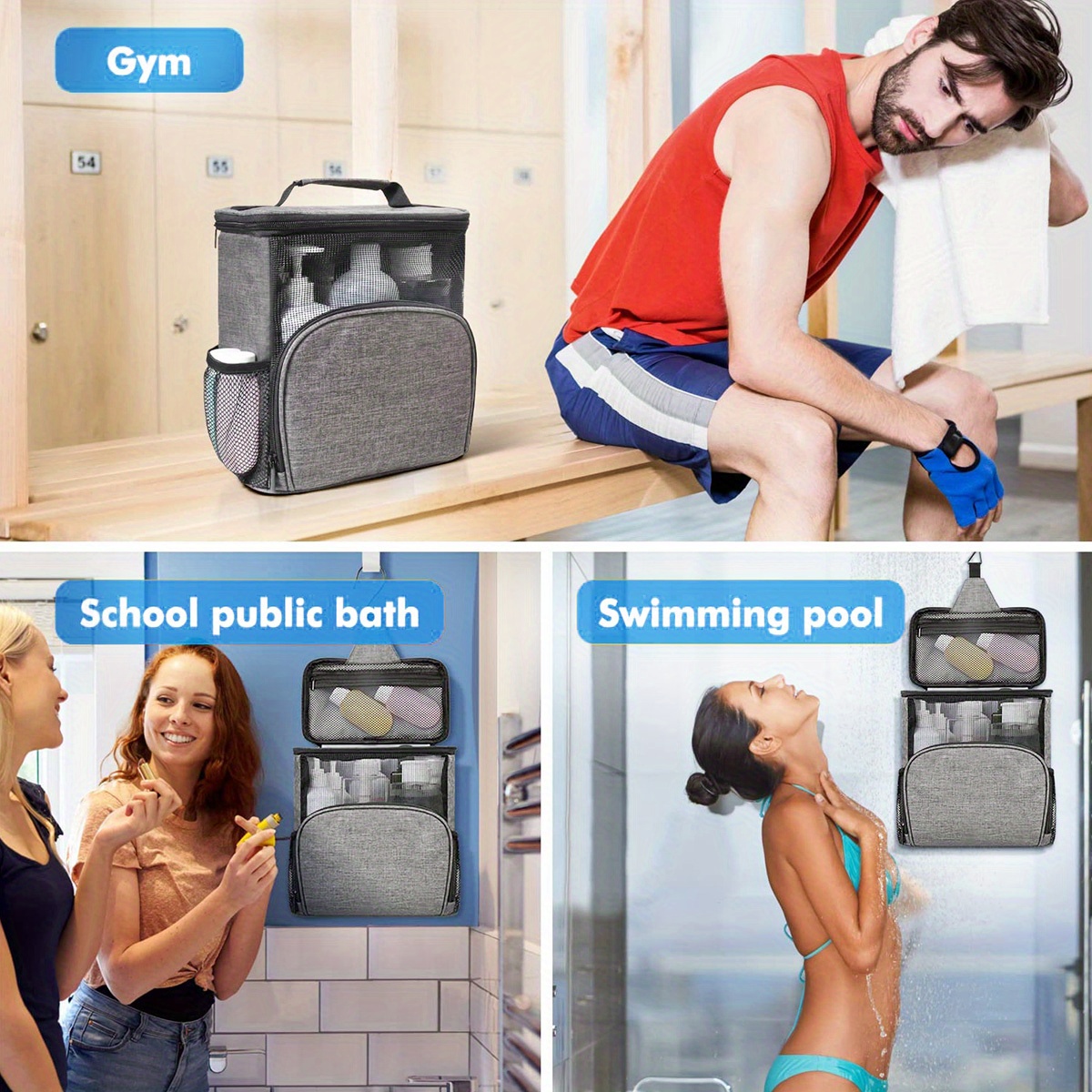 2023 New Shower Caddy Dorm - for Full Size Bottle & Quick Dry - Portable Shower Tote Bag Men Women,Camp,Travel,Bath,Gym - College Dorm Room