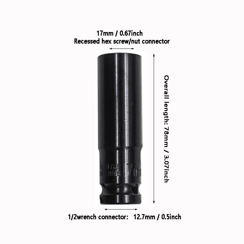 Image of 1pc Extended Hex Socket Adapter, 1/2" Lithium Electric Wrench Extension, Iron Construction, Industrial Tool Accessory