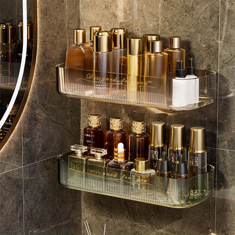Wall Mounted Gold Brass Bathroom Corner Shelf Bathroom Shampoo