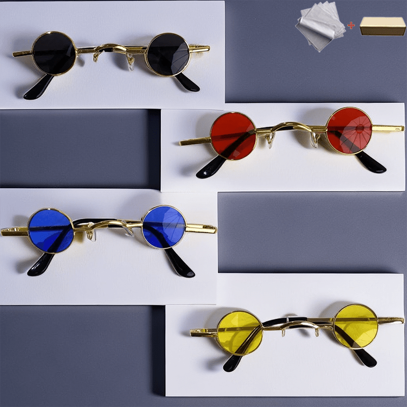 Small Metal Frame Round Sunglasses - Vintage & Funny, Hip Hops Y2K Punk Glasses,Temu