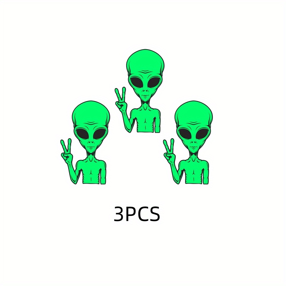Alien Peace Sign Decal Vinyl Car Sticker Funny Cartoon Cars - Temu