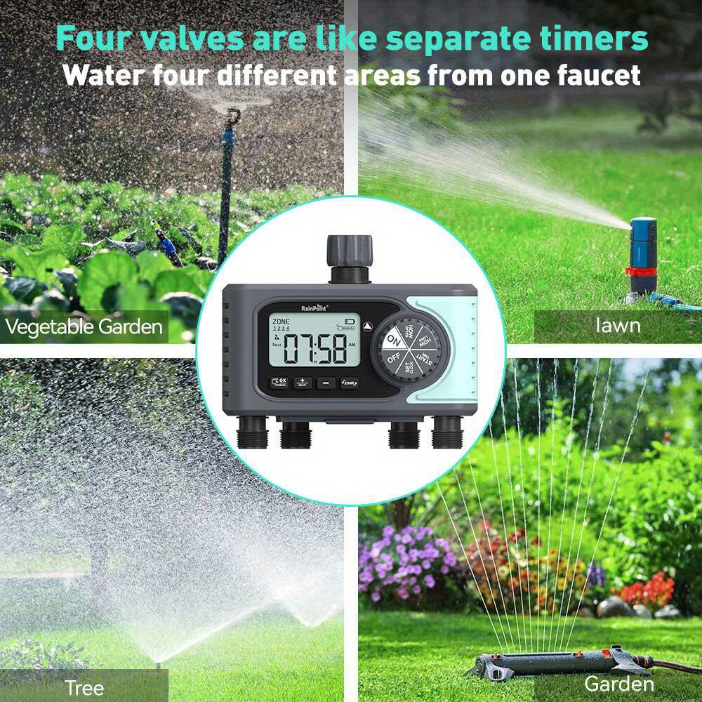 Digital Water Timer 2 Outlet, Rain Delay Watering, Sprinkler Timer, IP54  Waterproof Programmable Garden Hose Timers with Large LCD Display for  Garden