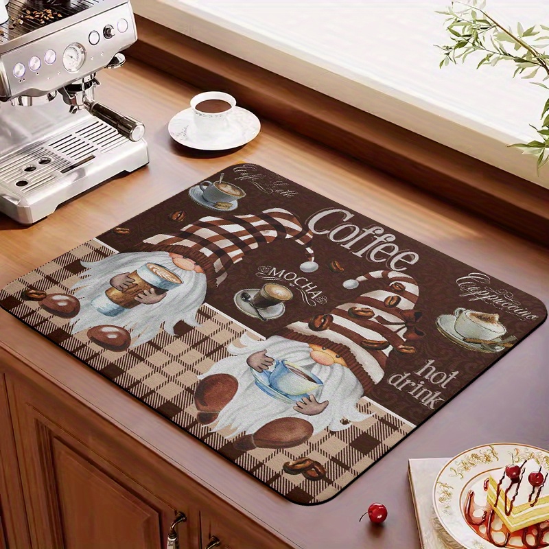 1pc Brown Coffee Pattern Dish Drying Mat, Super Absorbent, Keep Countertop  Clean, Kitchen Counter Drying Pad