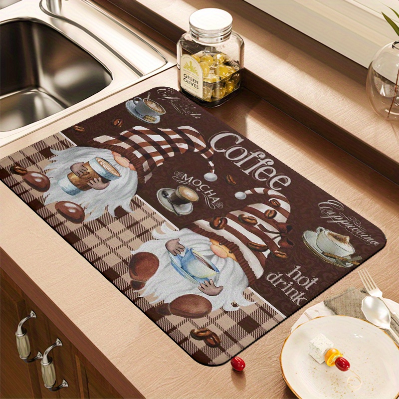 Dish Drying Mat for Kitchen Counter, Abosrbent Draining Mat, Non-slip  Rubber Backed, Hide Stain Anti Absorbent for Kitchen Counter, Drying Mat  for