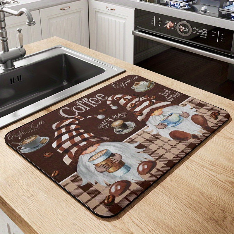 Kitchen Super Absorbent Draining Mat, Hide Stain Rubber Backed Absorbent  Dish Drying Mat for Kitchen (Brown,50*60cm)