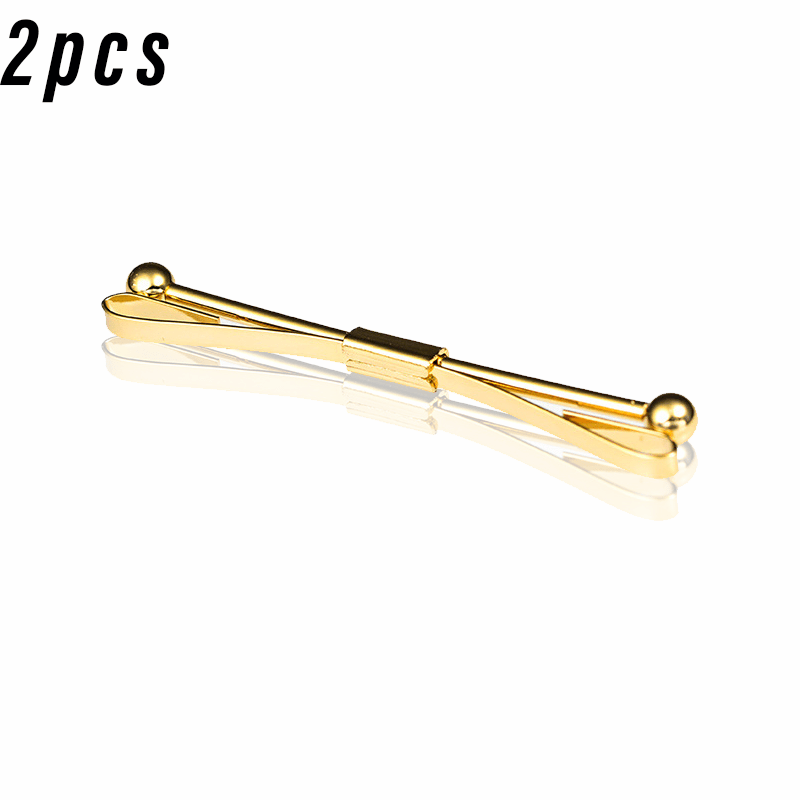 2pcs Stainless Steel Chain Tie Clips, Men Classic Brooch Shirt Collar Clip,  Simple Dress Wedding Couple Jewelry, Birthday Gift