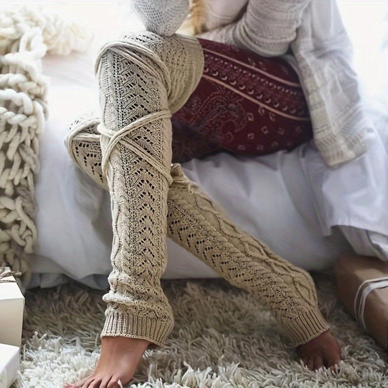 Image of 1 Pair Of Warm And Fashionable Women's Knee Socks - Thick Material Warm Winter High Socks