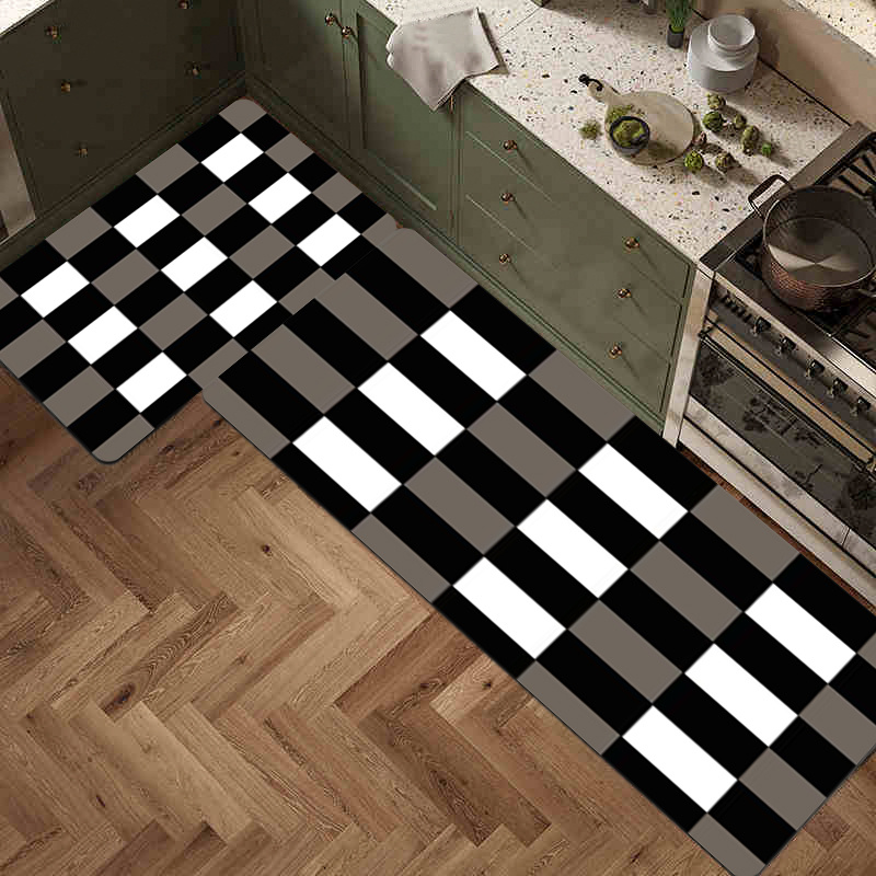 Black Golden Irregular Line Kitchen Rug Cushioned - Temu