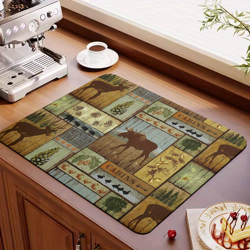 Kitchen Super Absorbent Draining Mat, Hide Stain Rubber Backed Absorbent  Dish Drying Mat for Kitchen (Brown,50*60cm)
