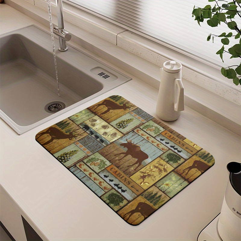 Rubber Dish Drying Mat, Retro Chicken Printed Kitchen Drain Pad, Modern  Absorbent Kitchen Carpet, Bathroom Absorbent Drain Pad, Kitchen Supplies,  Bathroom Accessories - Temu