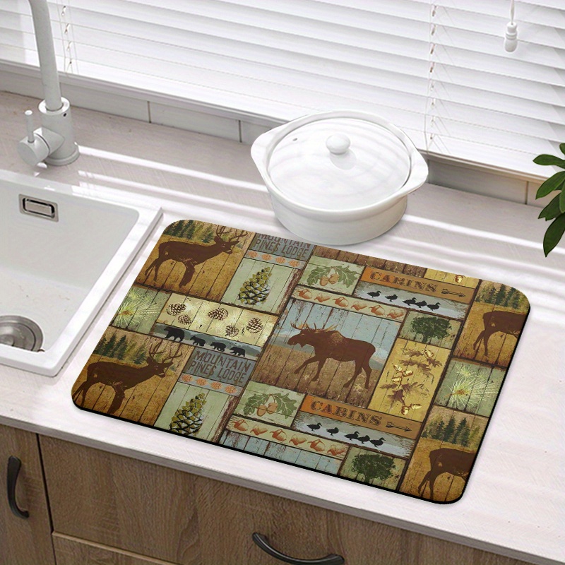 1pc Mountain Pattern Dish Drying Mat, Modern Polyester Dish Drainer Mat For  Kitchen