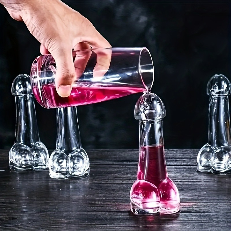 1Pcs Penis Shaped Wine Glass Cup Whiskey Glasses Drinking Cocktail Party  Bar New